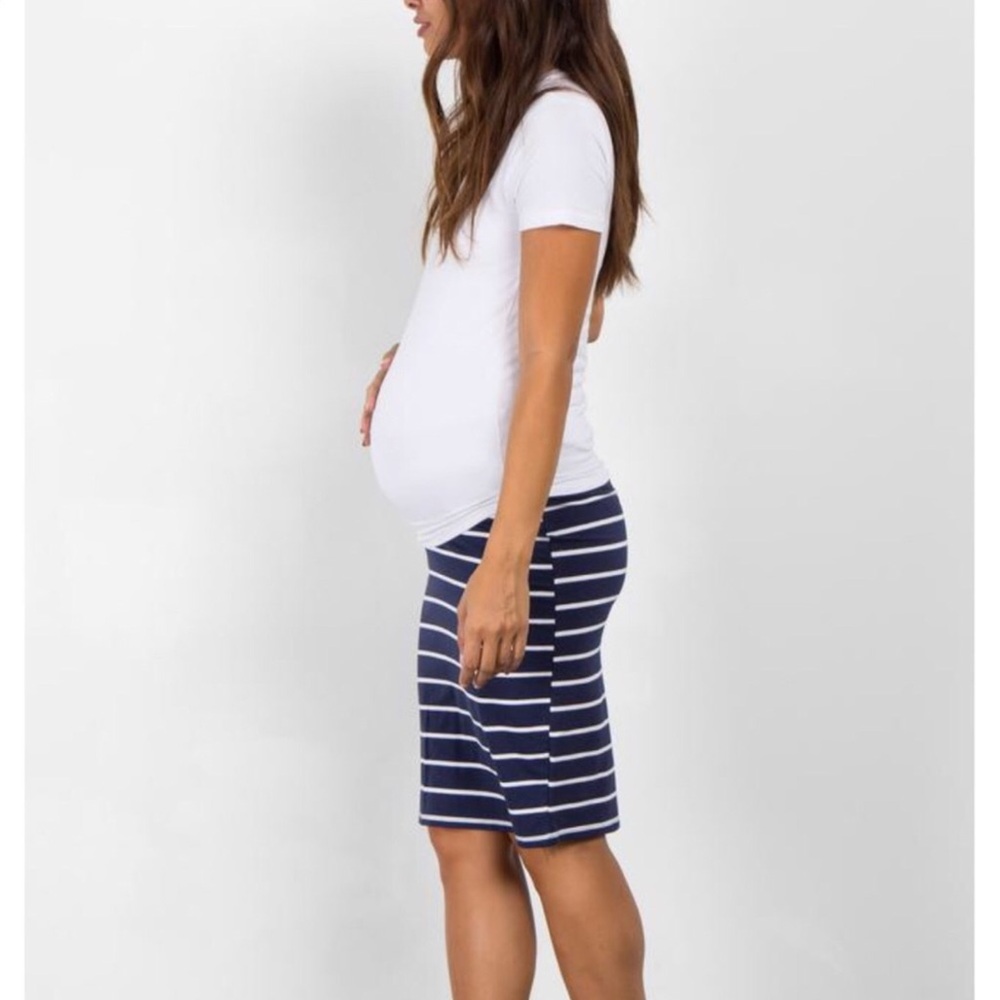 NEW Pinkblush Striped Maternity Pencil Skirt | M